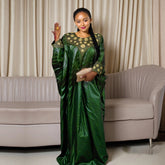 Green Luxury African Abaya – Embroidered Plus Size Dress for Elegant Occasions